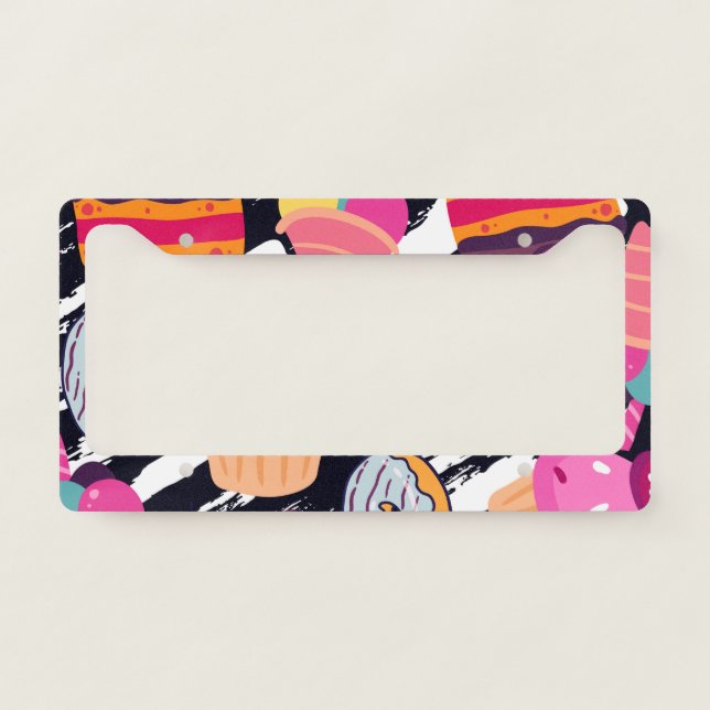 Cute Candy Pattern License Plate Frame (Front)