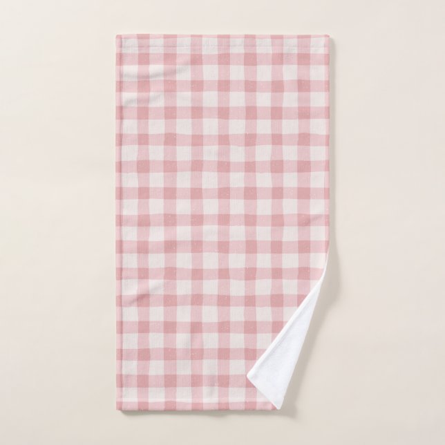 Cute candy pink pastel plaid  hand towel  (Hand Towel)