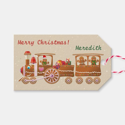 Cute Candy_Sprinkled Gingerbread Christmas Train Gift Tags