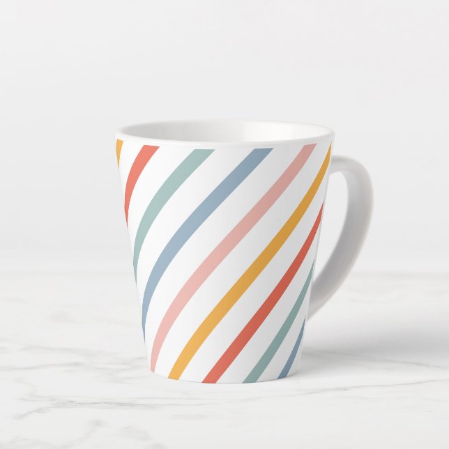 Cute Candy Striped Diagonal Latte Mug (Right Angle)