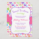Cute Candy Sweet 16 Birthday Party Invitation (Front/Back)