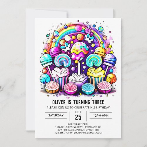 Cute Candy Sweet Chocolate Birthday Invitation