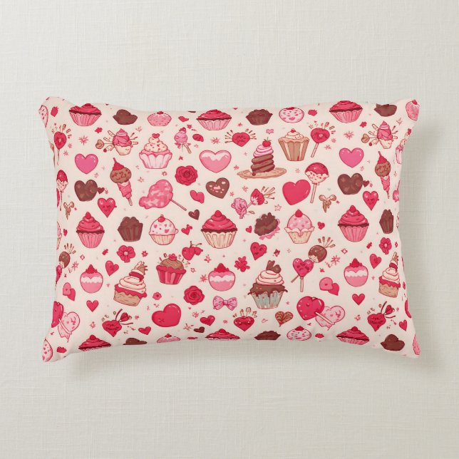 Cute Candy & Sweets Valentine Seamless Pattern  Accent Pillow (Front)