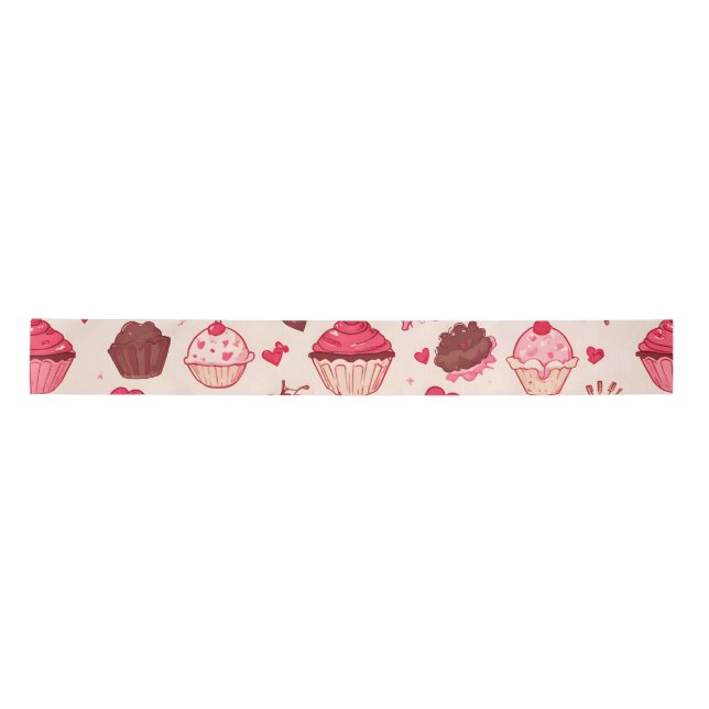 Cute Candy & Sweets Valentine Seamless Pattern  Satin Ribbon (Front)