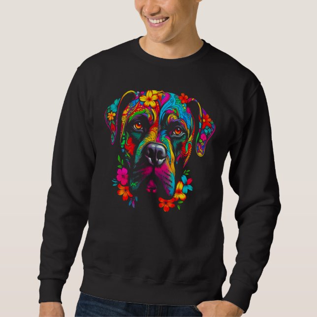 Cute Cane Corso Dog Flowers Sweatshirt (Front)