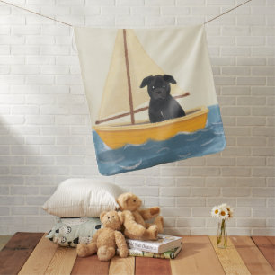 Cute Cane Corso Puppy Sailboat Pastel Baby Blanket