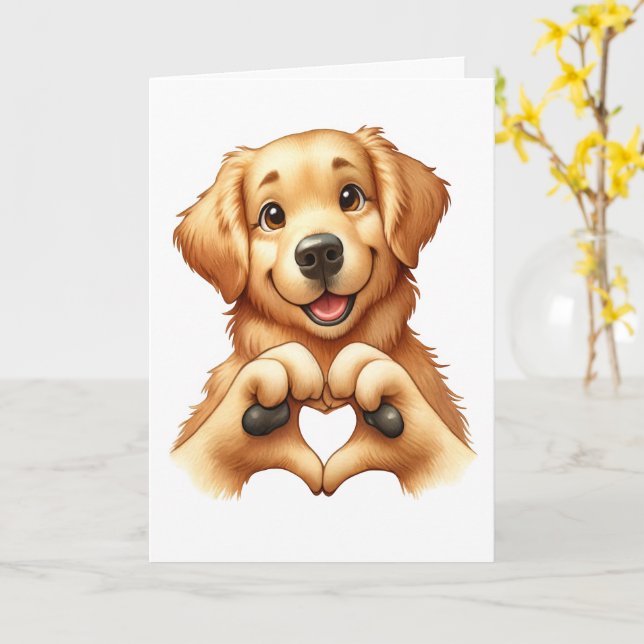 Cute Canine Love Card (Yellow Flower)