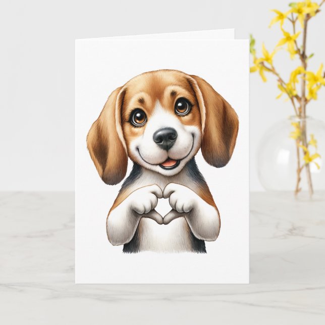 Cute Canine Love Card (Yellow Flower)