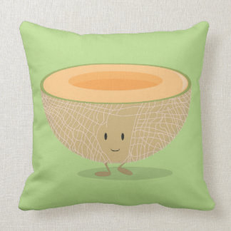 Cute Cantaloupe Food Cartoon Throw Pillow