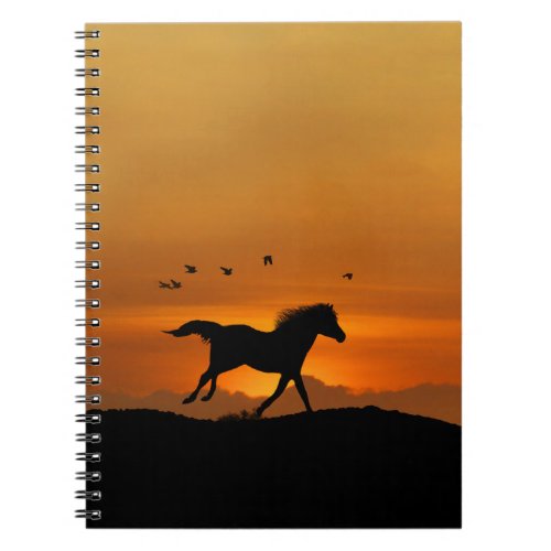 Cute Cantering Horse and Birds Notebook