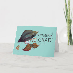 Cute Cap Glasses Graduation Congratulations Card