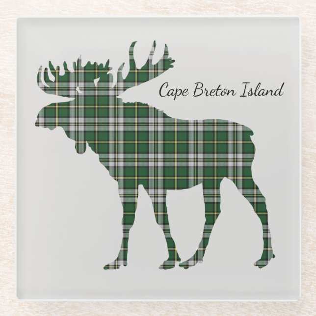 Cute Cape Breton Island moose tartan drink coaster (Front)