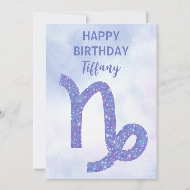Cute Capricorn Astrology Custom Happy Birthday Card (Front)