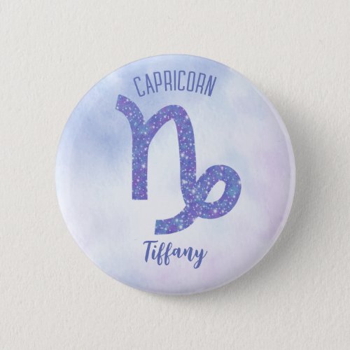 Cute Capricorn Astrology Sign Personalized Purple Button