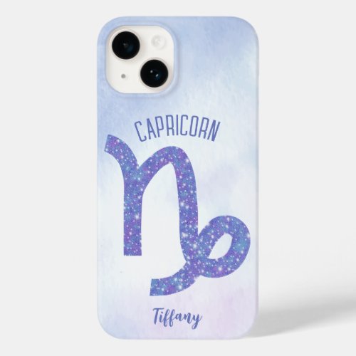 Cute Capricorn Astrology Sign Personalized Purple Case_Mate iPhone 14 Case