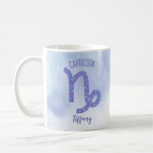 Cute Capricorn Astrology Sign Personalized Purple Coffee Mug
