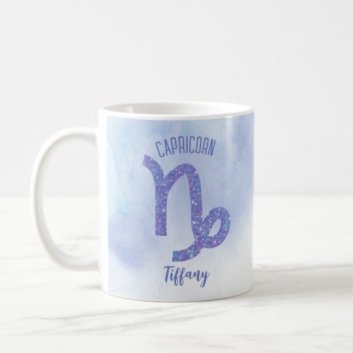 Cute Capricorn Astrology Sign Personalized Purple Coffee Mug