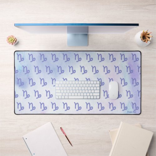 Cute Capricorn Astrology Sign Personalized Purple Desk Mat