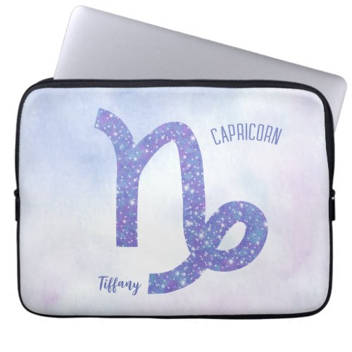 Cute Capricorn Astrology Sign Personalized Purple Laptop Sleeve