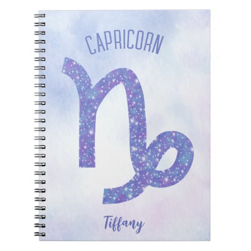 Cute Capricorn Astrology Sign Personalized Purple Notebook