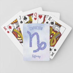Cute Capricorn Astrology Sign Personalized Purple Playing Cards