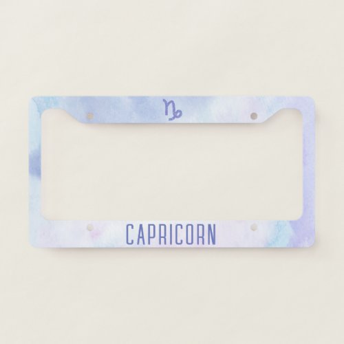 Cute Capricorn Astrology Sign Purple License Plate Frame