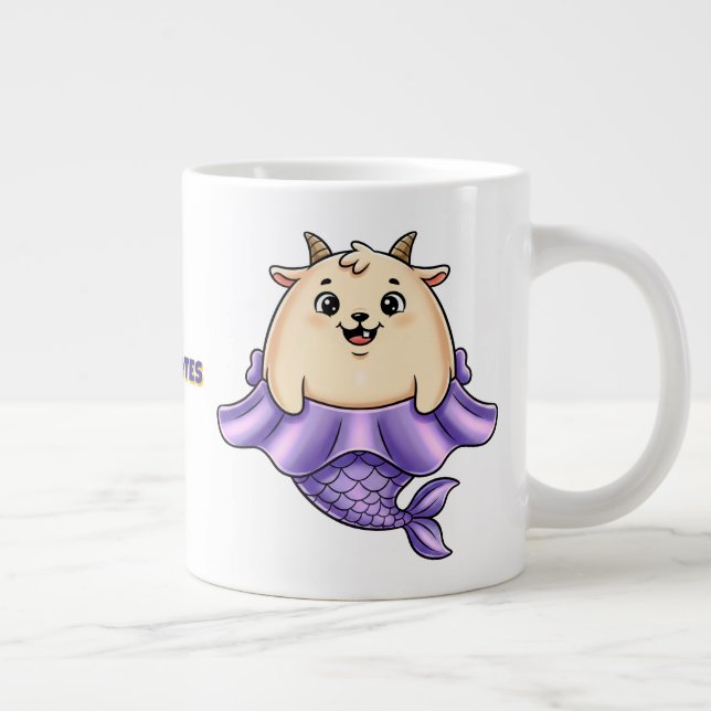 Cute Capricorn Cartoon – Whimsical Zodiac Giant Coffee Mug (Right)
