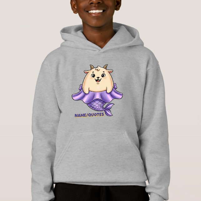 Cute Capricorn Cartoon – Whimsical Zodiac Hoodie (Front)