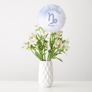 Cute Capricorn Sign Custom Purple Happy Birthday Balloon