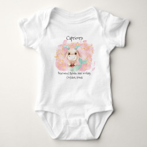 Cute Capricorn Watercolor Bull Zodiac Baby Bodysuit