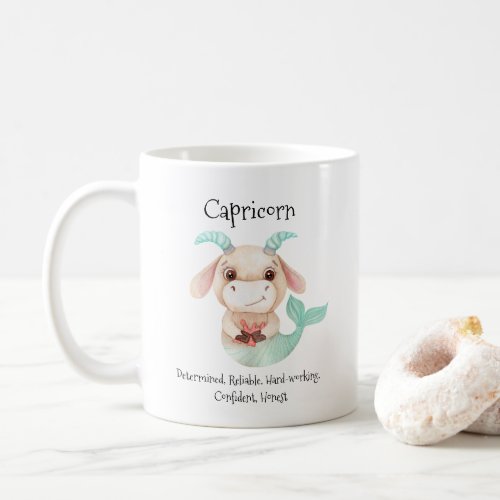 Cute Capricorn Watercolor Bull Zodiac Traits Coffee Mug