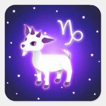 Cute Capricorn Zodiac Square Sticker by cutezodiac at Zazzle