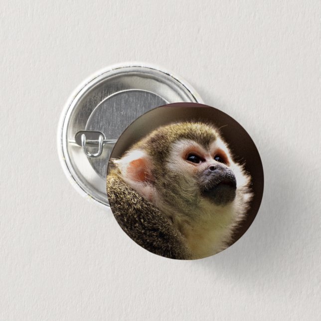Cute Capuchin Monkey Face Button (Front & Back)