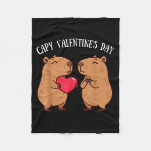 Cute Capy Valentine’s Day Capybara Lovers Romantic Fleece Blanket