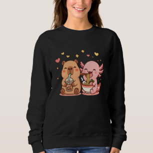 Cute Capybara and Axolotl Kawaii Funny Boys Girls  Sweatshirt