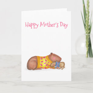 Cute capybara and baby Mother's Day card