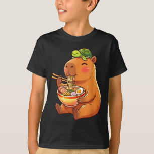 Cute capybara and turtle backpack ramen kawaii T-Shirt