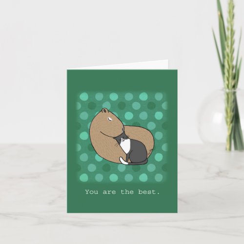 Cute Capybara and tuxedo cat you are the best Card