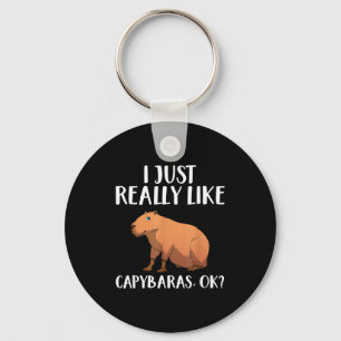 Cute Capybara Art For Men Women Kids Animal Rodent Keychain