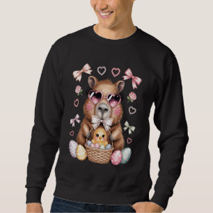 Cute Capybara Art Pastel Watercolor Coquette Easte Sweatshirt