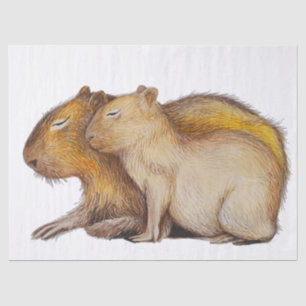 Cute Capybara Baby Mother Watercolor Nursery DIY Tissue Paper