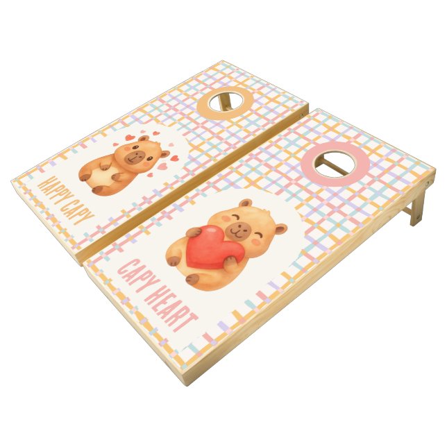  Cute Capybara Baby Shower Cornhole Set (Angled)
