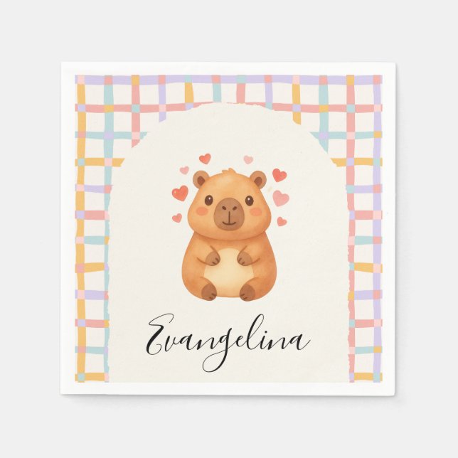  Cute Capybara Baby Shower Napkins (Front)