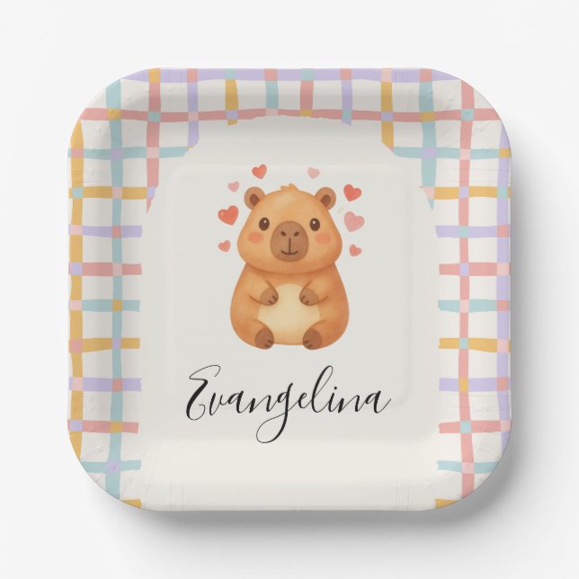  Cute Capybara Baby Shower Paper Plates (Front)