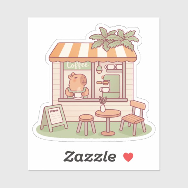 Cute Capybara Barista Coffee Shop Sticker (Sheet)