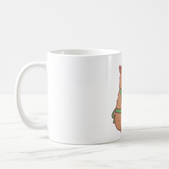 Cute Capybara Barista Making Coffee Mug (Left)