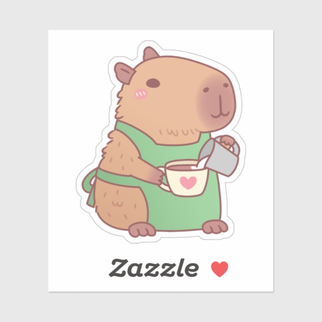 Cute Capybara Barista Making Coffee Sticker (Sheet)