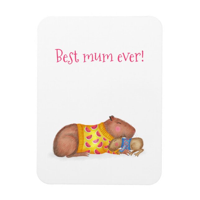 Cute capybara 'best mom ever' magnet (Vertical)