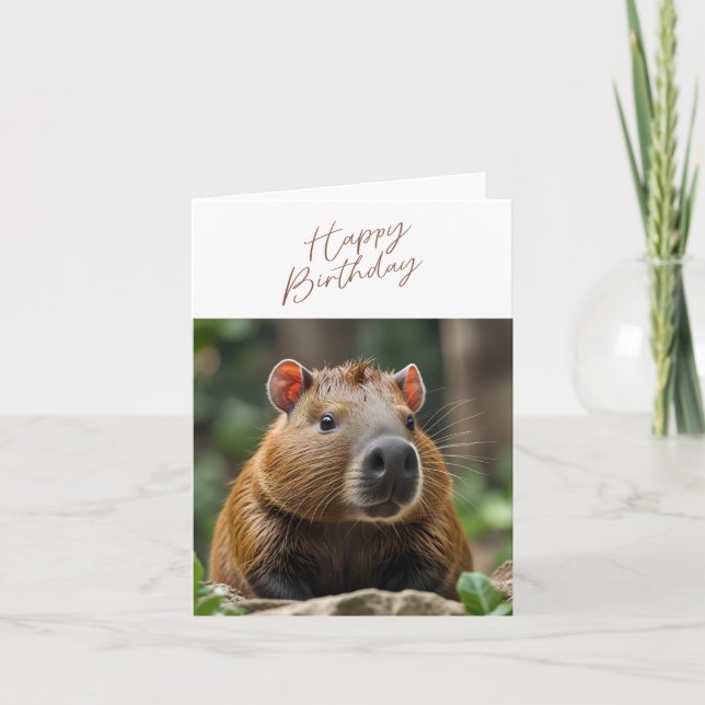 Cute Capybara Birthday Card (Front)