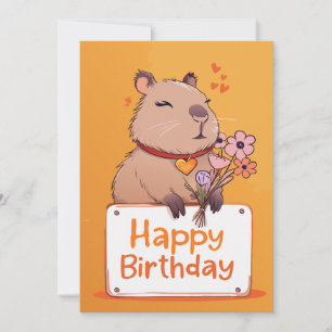 Cute Capybara Birthday Card Adorable Animal card